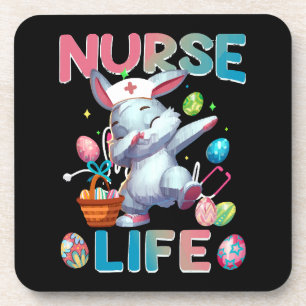 Cute Nurse Life Dabbing Easter Bunny Coaster