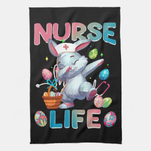 Cute Nurse Life Dabbing Easter Bunny Kitchen Towel
