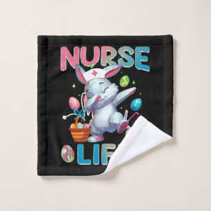 Cute Nurse Life Dabbing Easter Bunny Wash Cloth