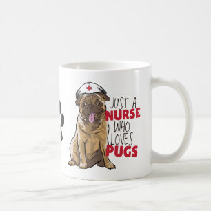 Cute Nurse Loves Pugs Gift RN Dog Mom - Funny Pug Coffee Mug