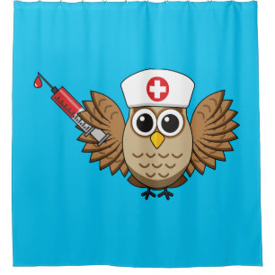 Cute Nurse Owl with Syringe Cartoon