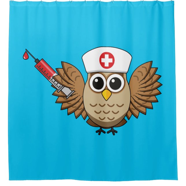 Cute Nurse Owl with Syringe Cartoon (Front)