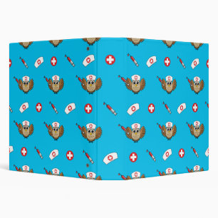 Cute Nurse Owl with Syringe Cartoon Binder