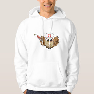 Cute Nurse Owl with Syringe Cartoon Hoodie