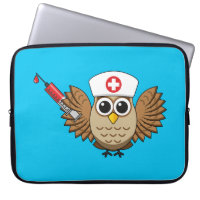 Cute Nurse Owl with Syringe Cartoon