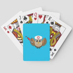 Cute Nurse Owl with Syringe Cartoon Playing Cards