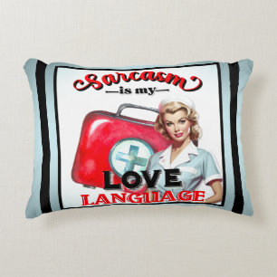 Cute Nurse Pinup_ Love Language Accent Pillow