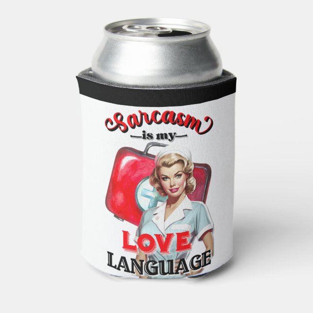 Cute Nurse Pinup_ Love Language Can Cooler (Can Back)