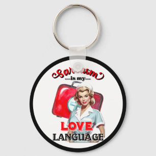 Cute Nurse Pinup_ Love Language Keychain