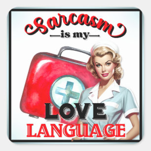 Cute Nurse Pinup_ Love Language Square Sticker