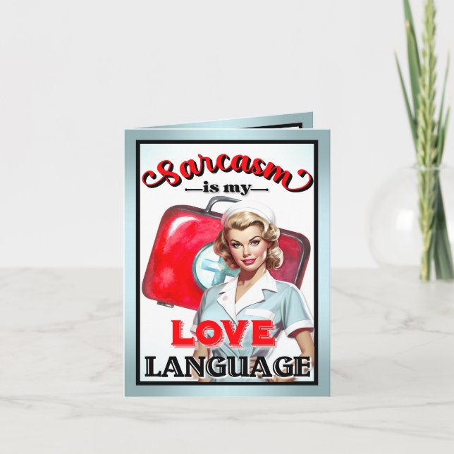 Cute Nurse Pinup_ Love Language Thank You Card (Front)