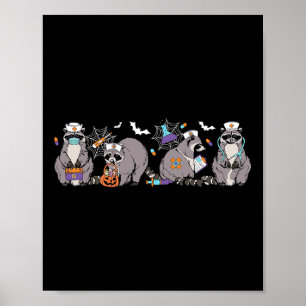 Cute Nurse Raccoon Halloween  Poster