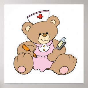 Cute Nurse RN Bear Poster