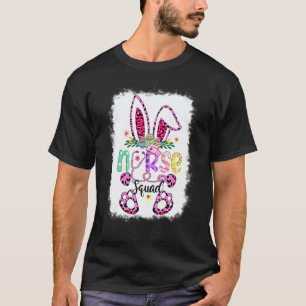 Cute Nurse Squad Leopard Bunny Ears Stethoscope Ea T-Shirt