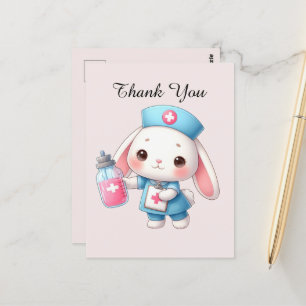 Cute Nurse thank you bunny Postcard