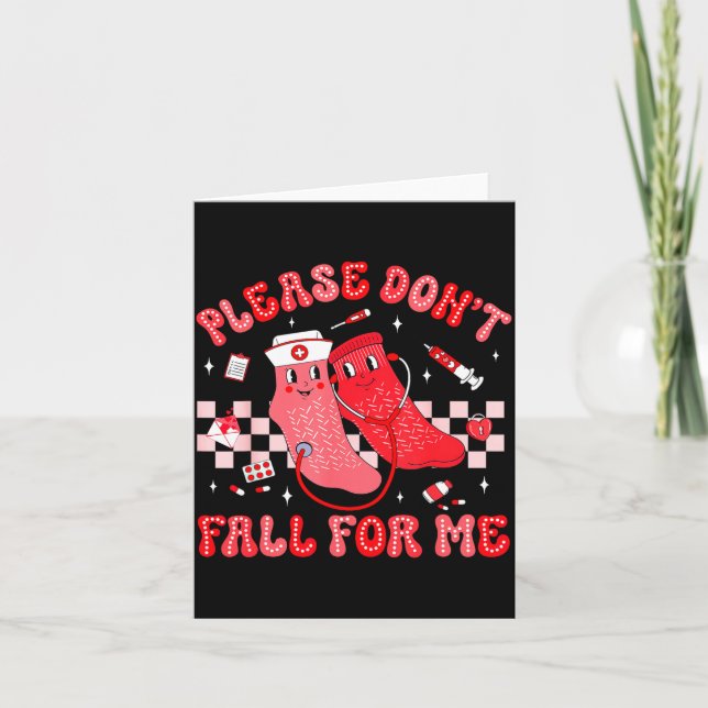 Cute Nurse Valentine Non Slip Socks Please Don't F Card (Front)