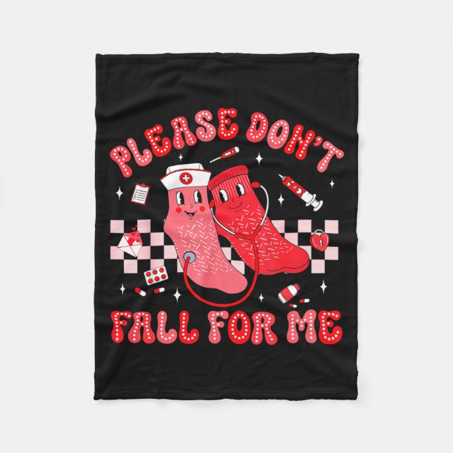Cute Nurse Valentine Non Slip Socks Please Don't F Fleece Blanket (Front)