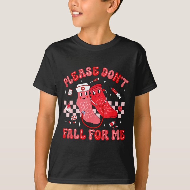 Cute Nurse Valentine Non Slip Socks Please Don't F T-Shirt (Front)