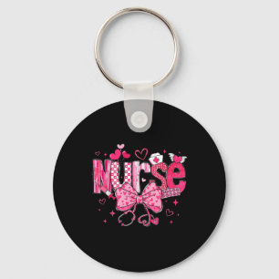 Cute Nurse Valentines Day Cute Coquette Stethoscop Keychain