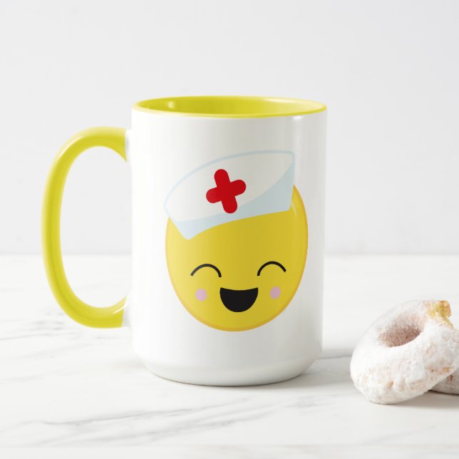 cute Nurse work related add monogram Mug (With Donut)