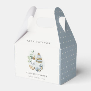 Cute Nursery Essential Leafy Blue Boy Baby Shower Favor Box