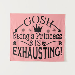 Cute Nursery Girls Birthday Pink Princess Tapestry