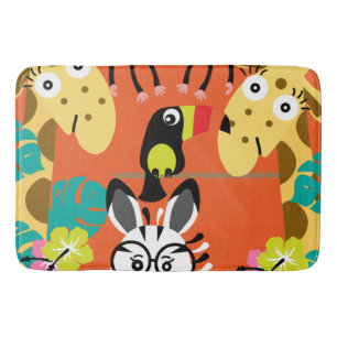 Cute nursery jungle animals decor bath mat
