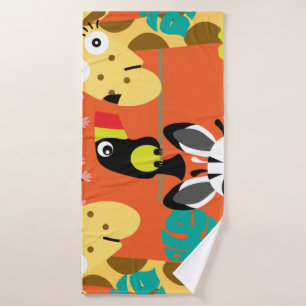 Cute nursery jungle animals decor bath towel