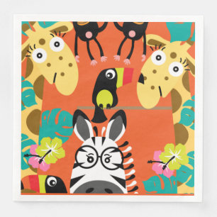 Cute nursery jungle animals decor napkin