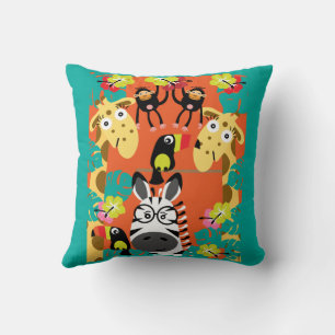 Cute nursery jungle animals decor throw pillow