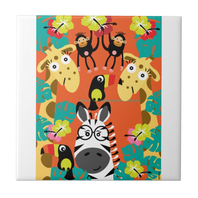 Cute nursery jungle animals decor  tile (Front)