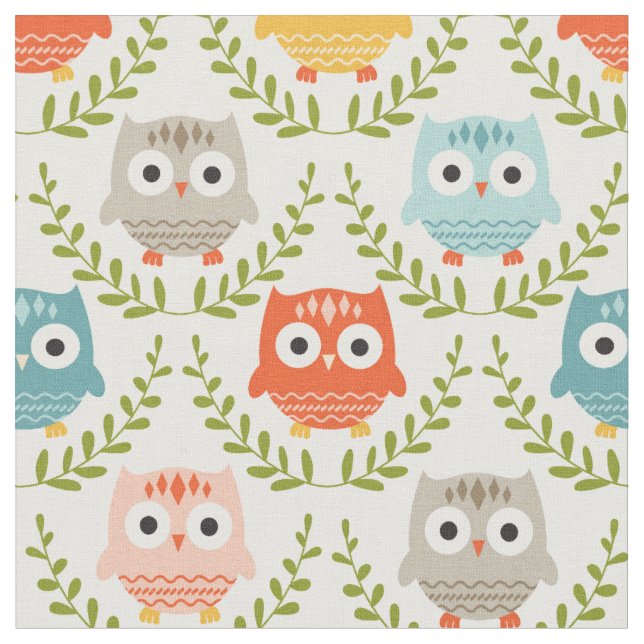 Cute Nursery Owls Fabric (Close Up)