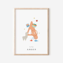 Cute Nursery Personalized Alphabet Letter A 
