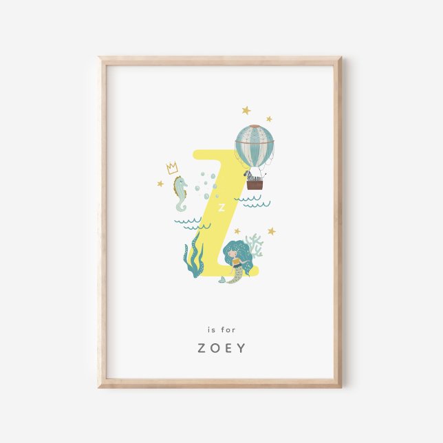 Cute Nursery Personalized Alphabet Letter Z Poster (Creator Uploaded)