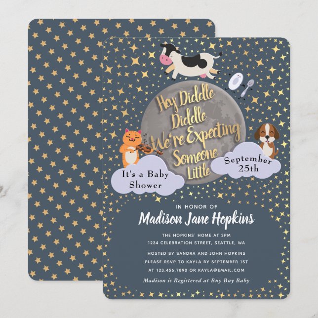 Cute Nursery Rhyme Baby Shower Invitation (Front/Back)