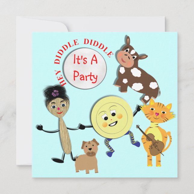 Cute Nursery Rhyme Thématique Fête Invitation (Devant)