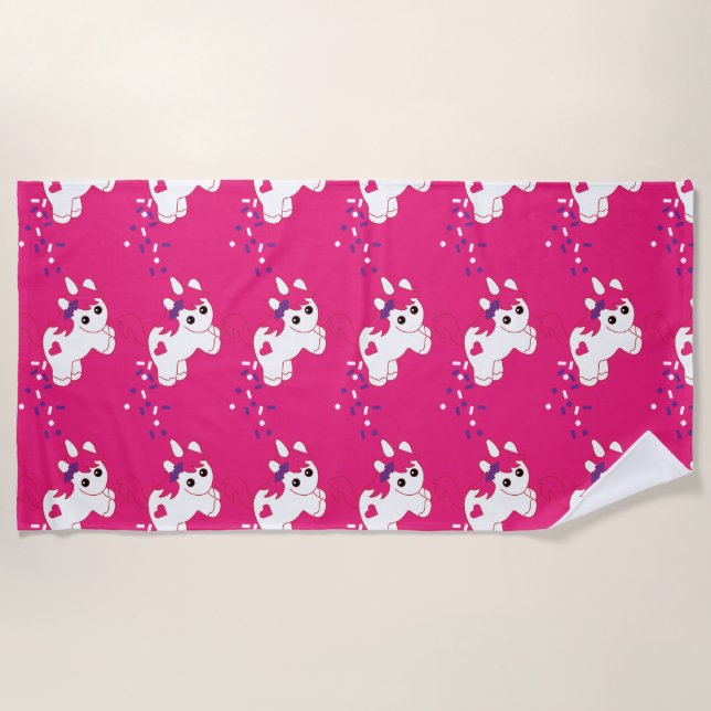 Cute Nursery Unicorn Decor   Beach Towel (Front)