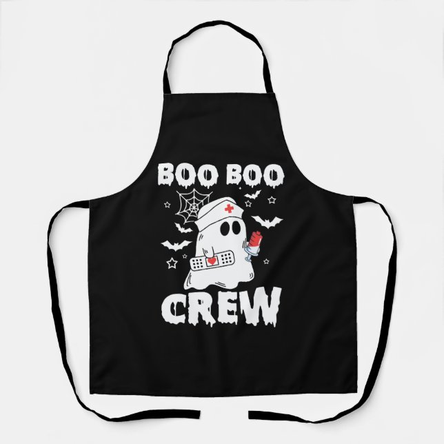 Cute Nursing Boo Boo Crew Halloween Nurse Ghost Apron (Front)