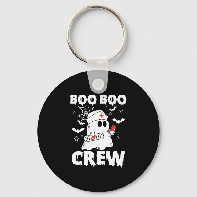 Cute Nursing Boo Boo Crew Halloween Nurse Ghost Keychain (Front)