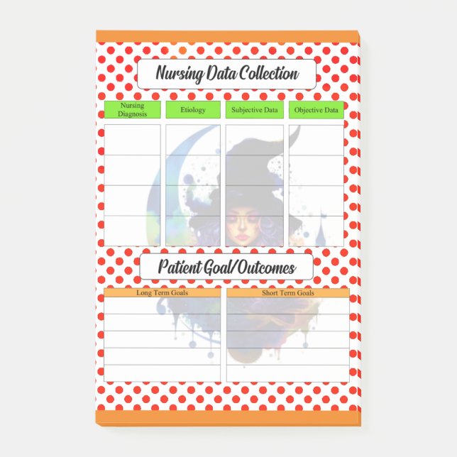 Cute Nursing Data Collection Template Post-it Notes (Front)