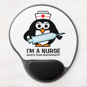 Cute nursing quote mousemap with funny penguin gel mouse pad