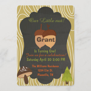 Cute Nut Woodland birthday party invitation 5
