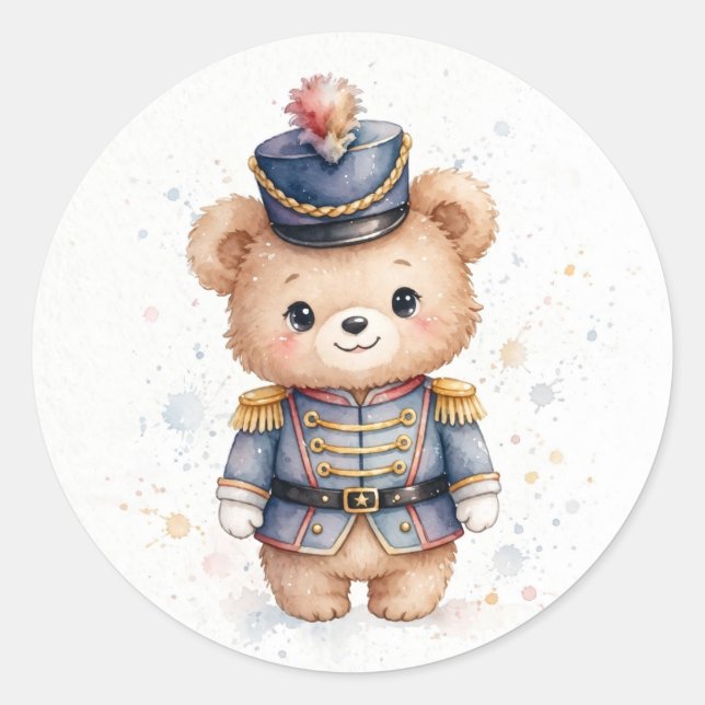 Cute Nutcracker Bear Christmas Classic Round Sticker (Front)