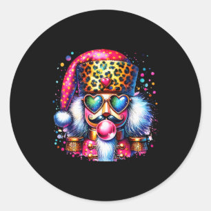 Cute Nutcracker Blowing Bubble Gum Nk Christmas Pa Classic Round Sticker