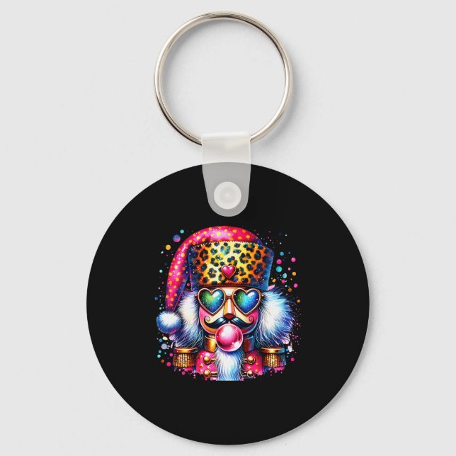 Cute Nutcracker Blowing Bubble Gum Nk Christmas Pa Keychain (Front)