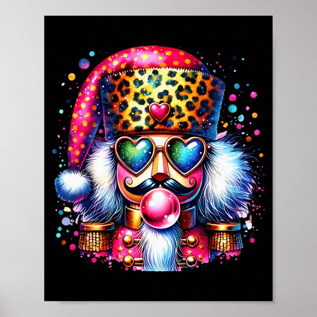 Cute Nutcracker Blowing Bubble Gum Nk Christmas Pa Poster (Front)