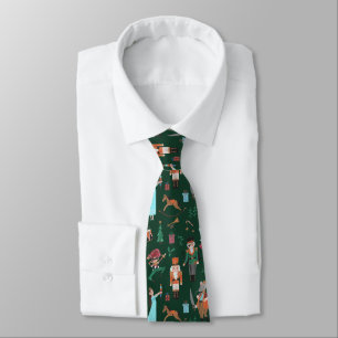Cute Nutcracker Dark Green Christmas Holiday Tie