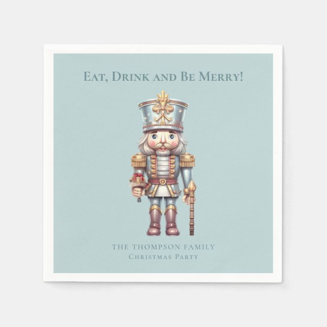 Cute Nutcracker Eat Drink Be Merry Christmas Napkin (Front)