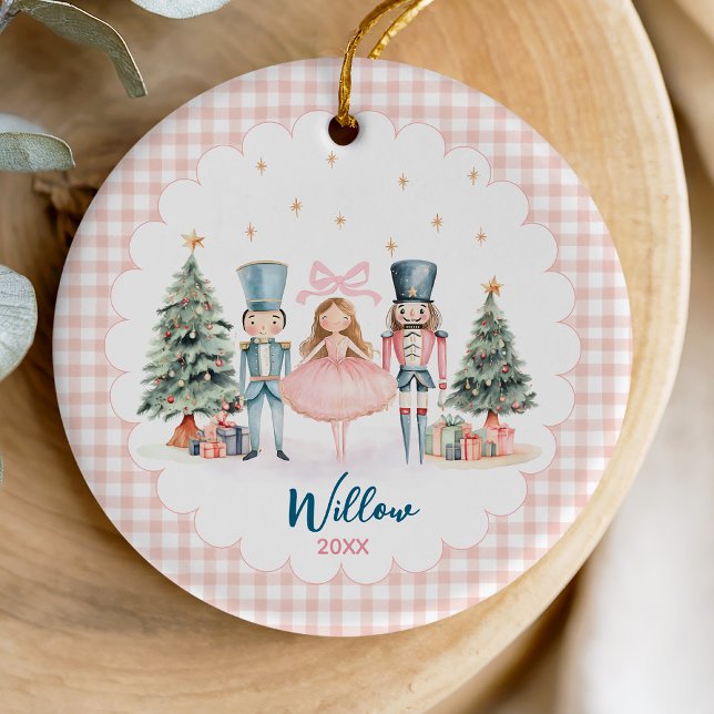 Cute Nutcracker festive ballerina holiday keepsake Ceramic Ornament (Creator Uploaded)