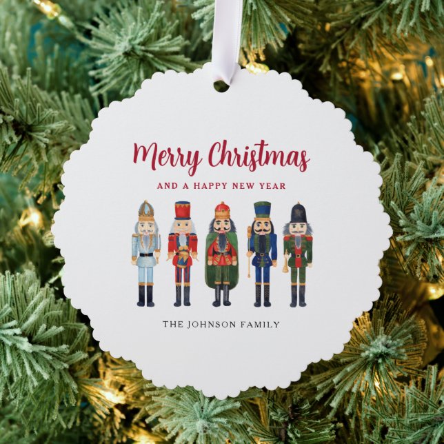 Cute Nutcracker Merry Christmas Ornament Card (Insitu (Tree))